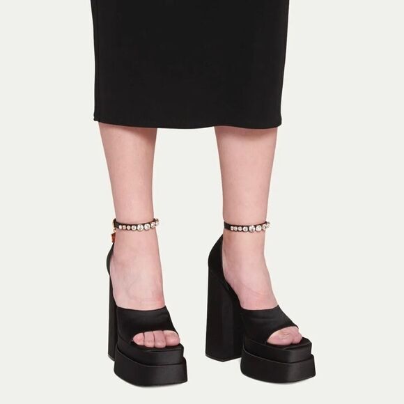 Versace Medusa Crystal Ankle-Strap Platform Sandals - Picture 2 of 15